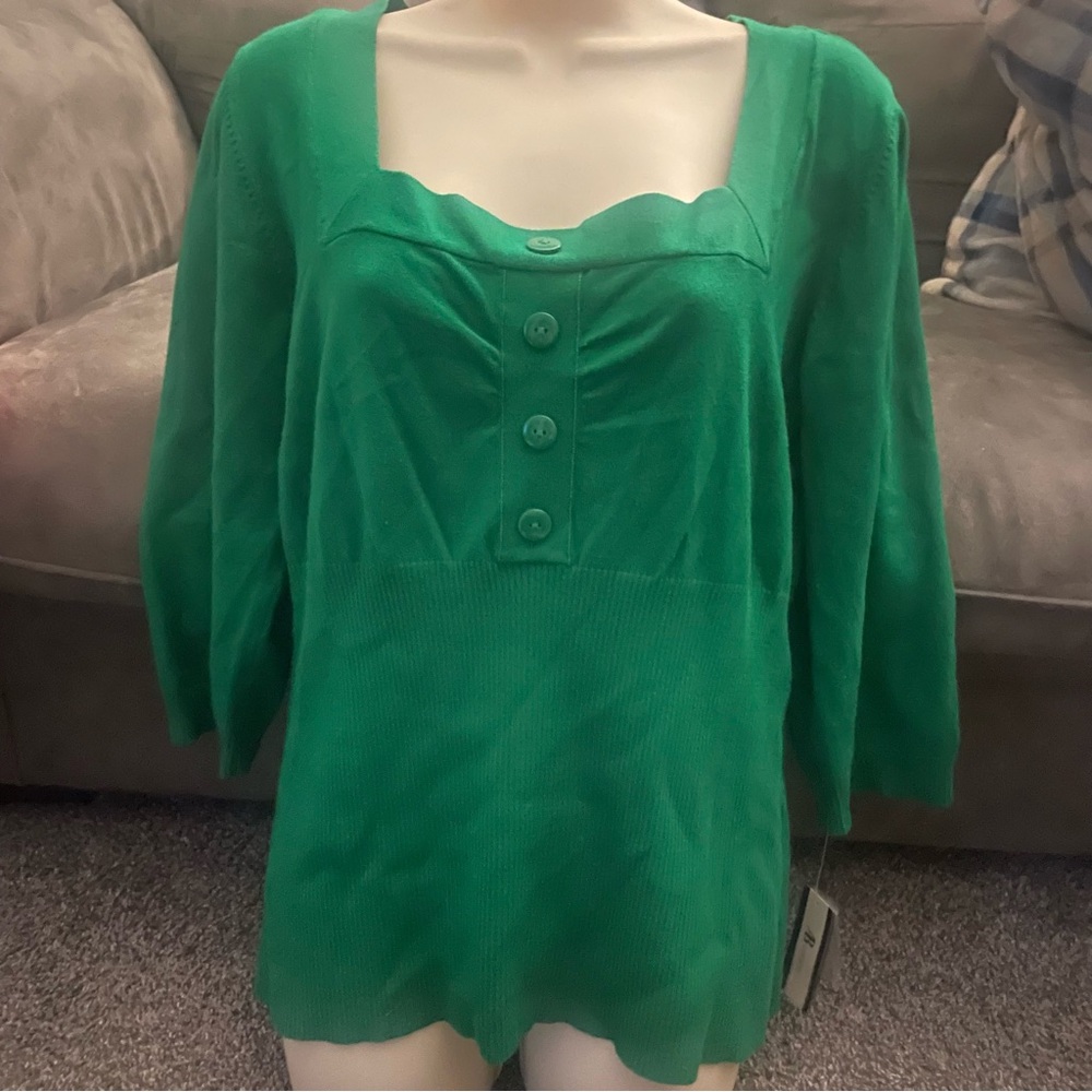 Green Women's Square Neck Sweater in Size XL from AB Studio NWTs